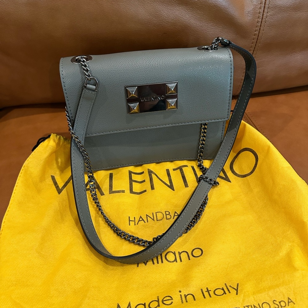 Valentino Gray Leather Crossbody Bag